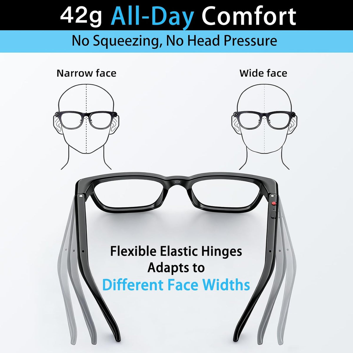 AI Smart Glasses with Camera for Men Women, 4K Video Recording, Real-Time Translation, Photochromic Lenses, Open Ear Bluetooth Audio, POV Camera Glasses for Travel Cycling Driving