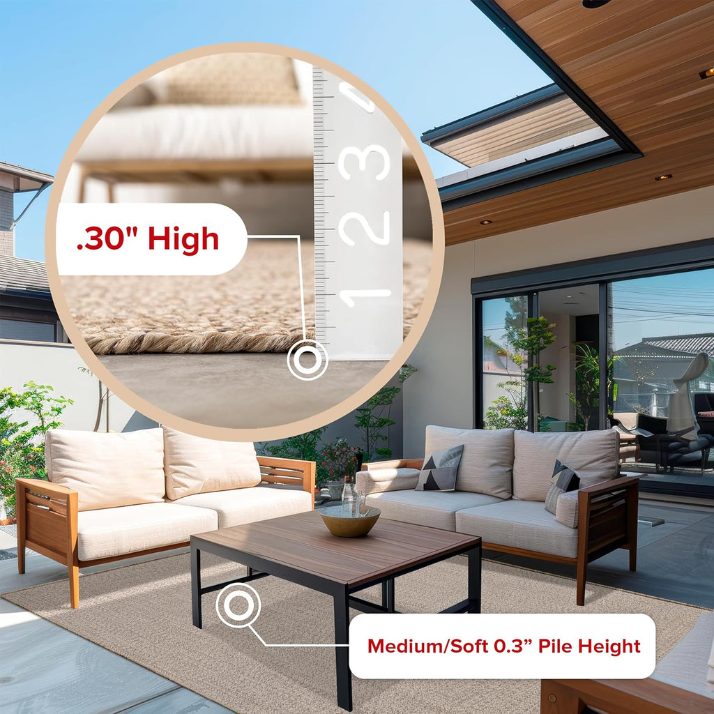 nuLOOM 5' x 8' Solid Hand Braided Indoor/Outdoor Area Rug, Pet-Friendly, High Traffic, Weather Resistant, for Patio, Balcony, Bedroom, Living Room, Dining Room, Wynn Tan