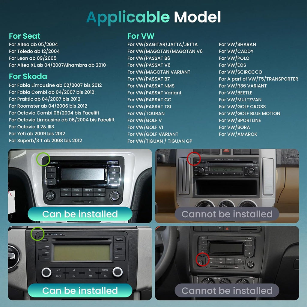 Hodozzy 4G+64G Radio for Volkswagen VW Jetta Passat Golf Beetle Polo Caddy Tiguan Touran for SEAT for Skoda with Wireless CarPlay Android Auto, 9 Inch Car Radio with Bluetooth,GPS,WiFi,Camera