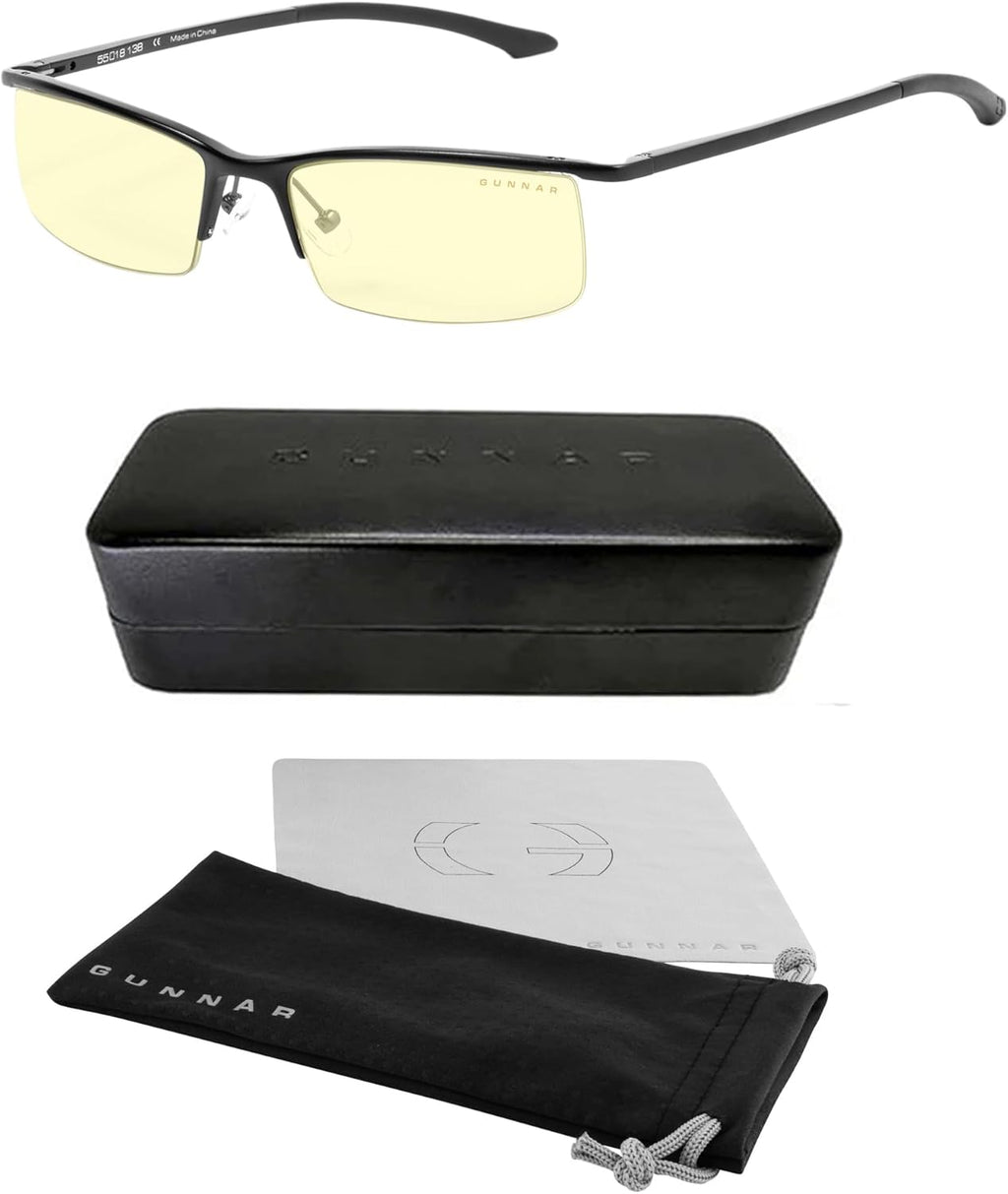 GUNNAR - Premium Gaming and Computer Glasses - Blocks 65% Blue Light - Emissary, Onyx, Amber Tint