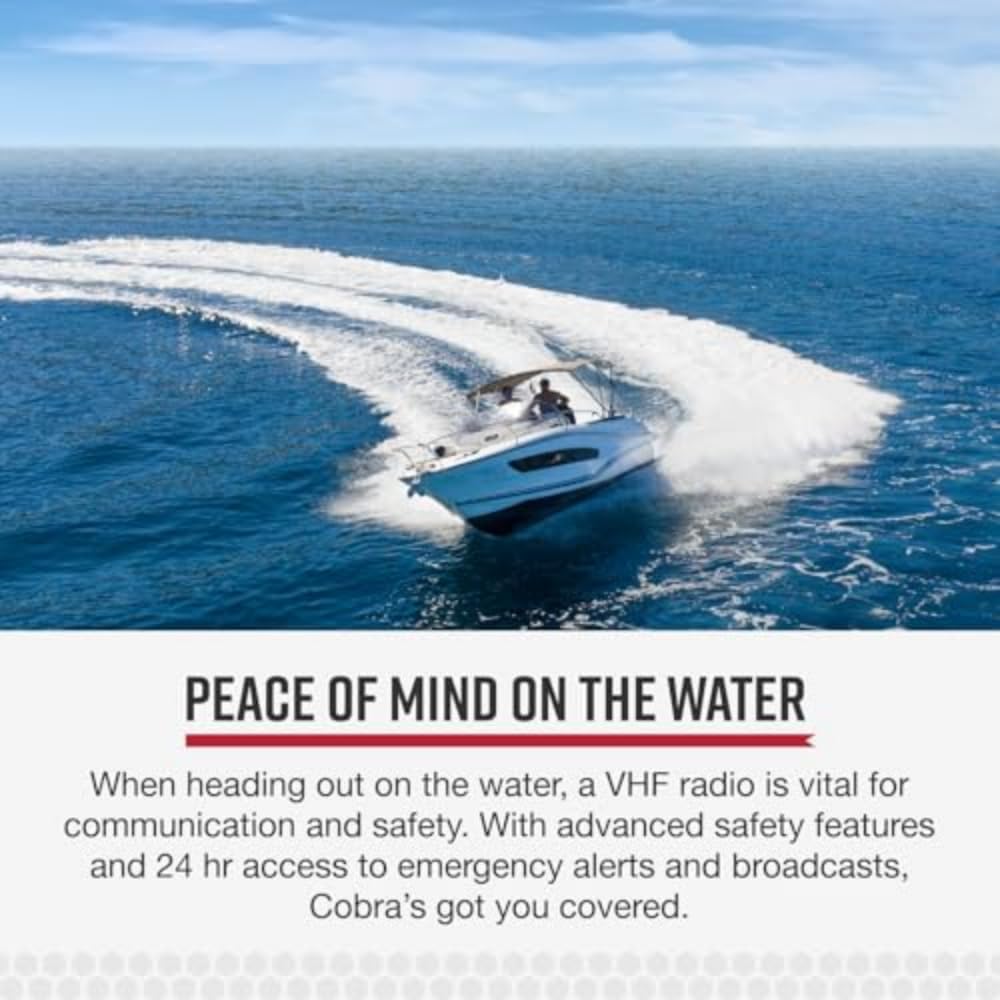 Cobra MR F77W GPS Fixed Mount VHF Marine Radio – 25 Watt VHF, Built-In GPS Receiver, Submersible, LCD Display, Noise Cancelling Mic, NOAA Weather, Signal Strength Meter, Scan Channels, White