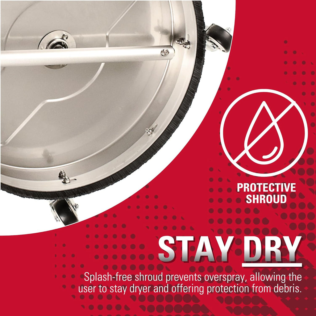 Simpson Cleaning Universal 16.5" Pressure Washer Surface Cleaner, Stainless Steel, for Gas and Electric, Cold Water, 1/4" Quick Connection, Max of 4000 PSI, 80625