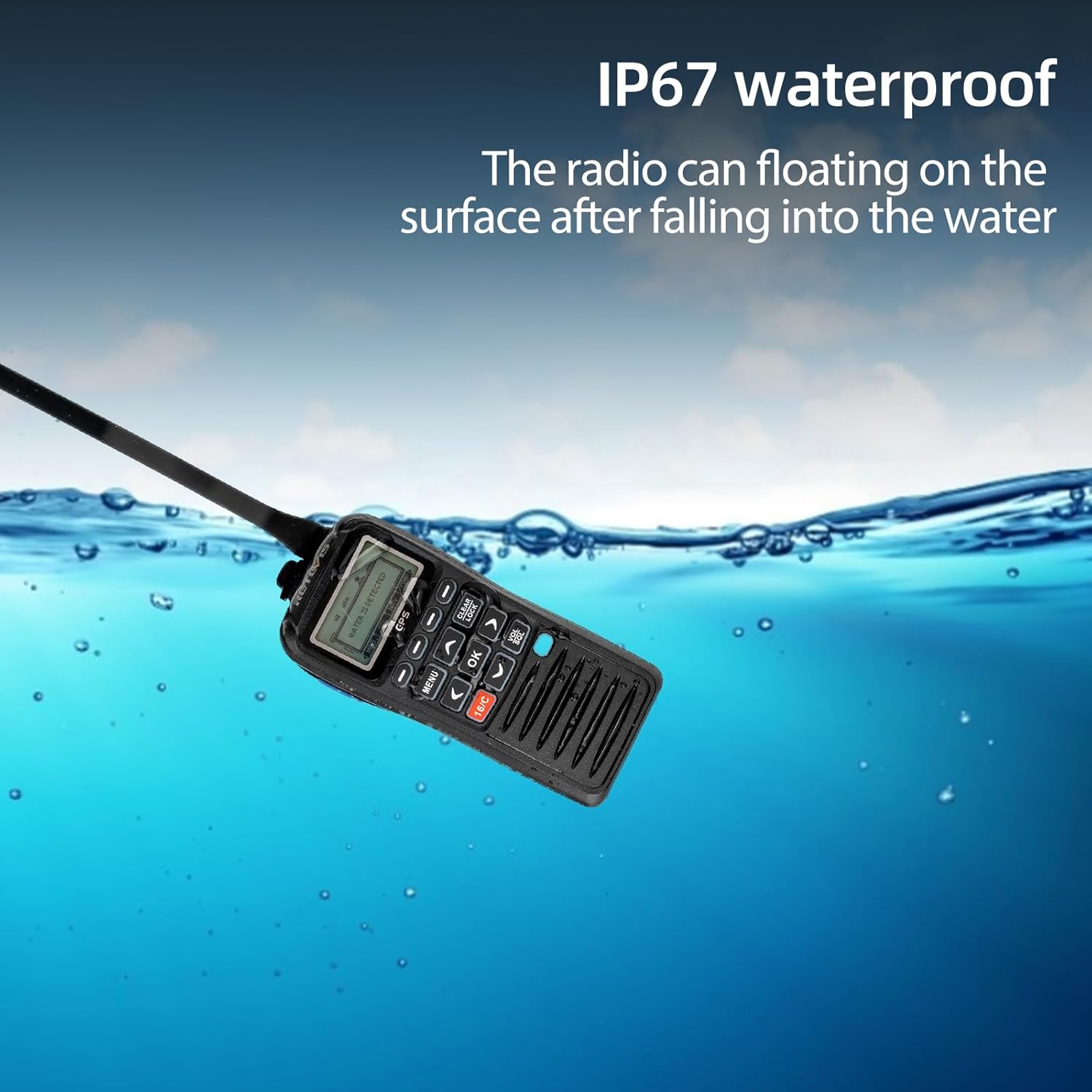 Retevis RM40 Marine Radio with GPS,DSC Distress Call,Mob Alarm,IP67 Waterproof Floating Handheld Radio,NOAA Weather Alert,1500mAh Battery,International Channels,for Boats Sailing Coast Guard (1 Pack)