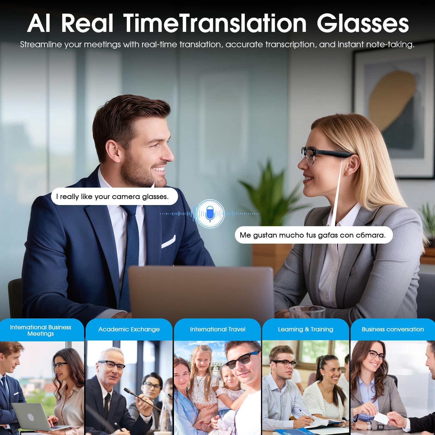 AI Smart Glasses with Camera, 8MP HD Camera Glasses for Men Women, 4K Video Recording Sunglasses with EIS stabilization,AI Object Recognition, 290mAh, Bluetooth Audio Glasses for Work/Baseball/Cycling
