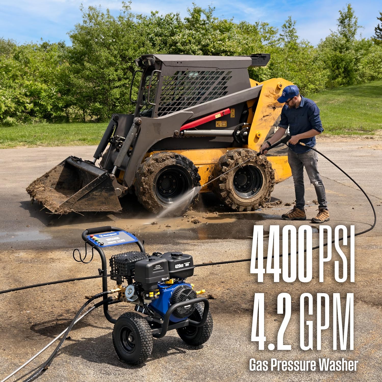 Westinghouse WPX4400 Gas Pressure Washer, 4400 PSI and 4.2 GPM, Spray Gun and Wand, 5 Nozzle Set, for Cars/Fences/Driveways/Homes/Patios/Furniture