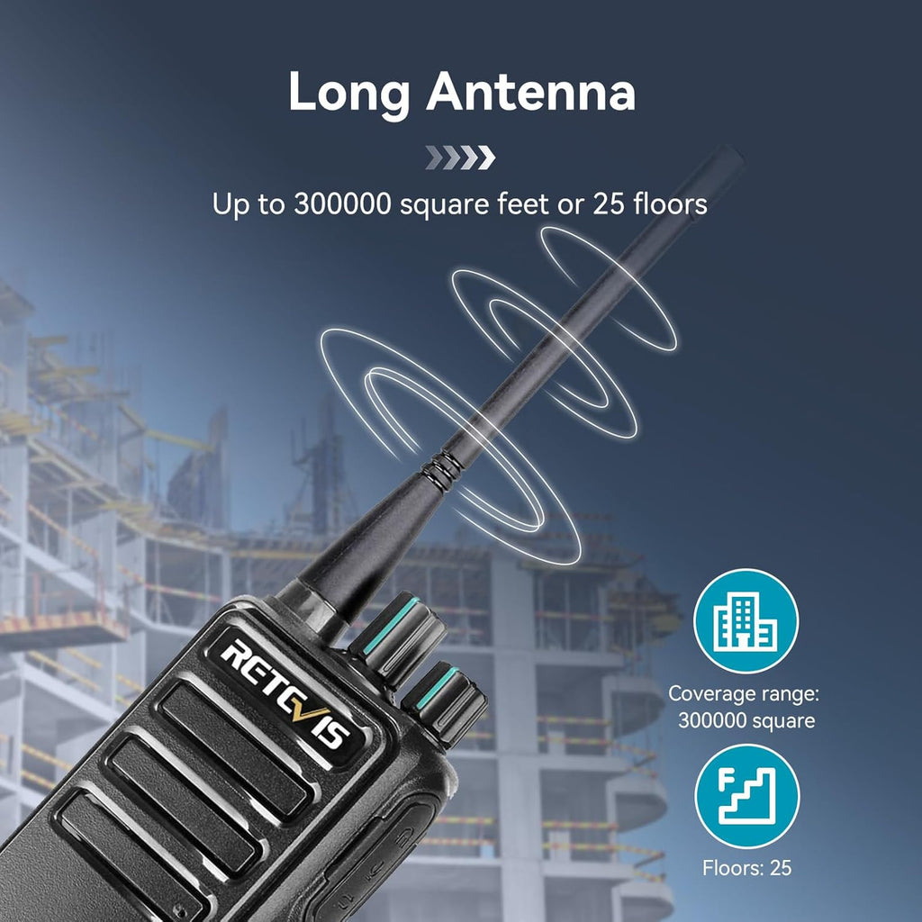 Retevis RB29 2 Way Radio Long Range,Two Way Radios with Waterproof Shoulder Mic,USB Charging Base,Rugged Walkie Talkies Rechargeable for Business Worksite Construction Site Industrial(4 Pack)