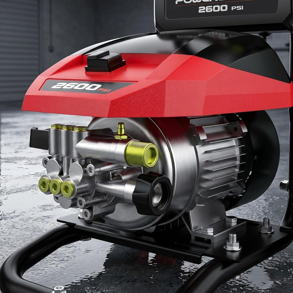 PowerSmart 3000 PSI Max Electric Pressure Washer-1.2 GPM Brushless Motor Power Washer with 5 Nozzles, GFCI Protection, 8” Wheels and Soap Tank, for Car, Patio, Fence, Driveway Cleaning