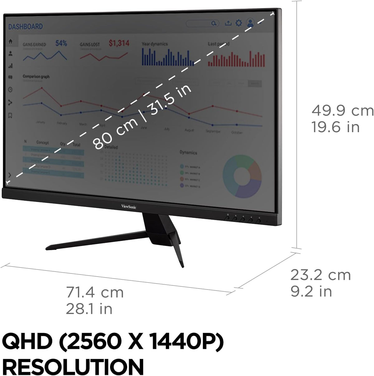 ViewSonic VX3267U-2K 32" 1440p IPS Monitor with 65W USB C, HDR10 Content Support, HDMI, and DP (Renewed)