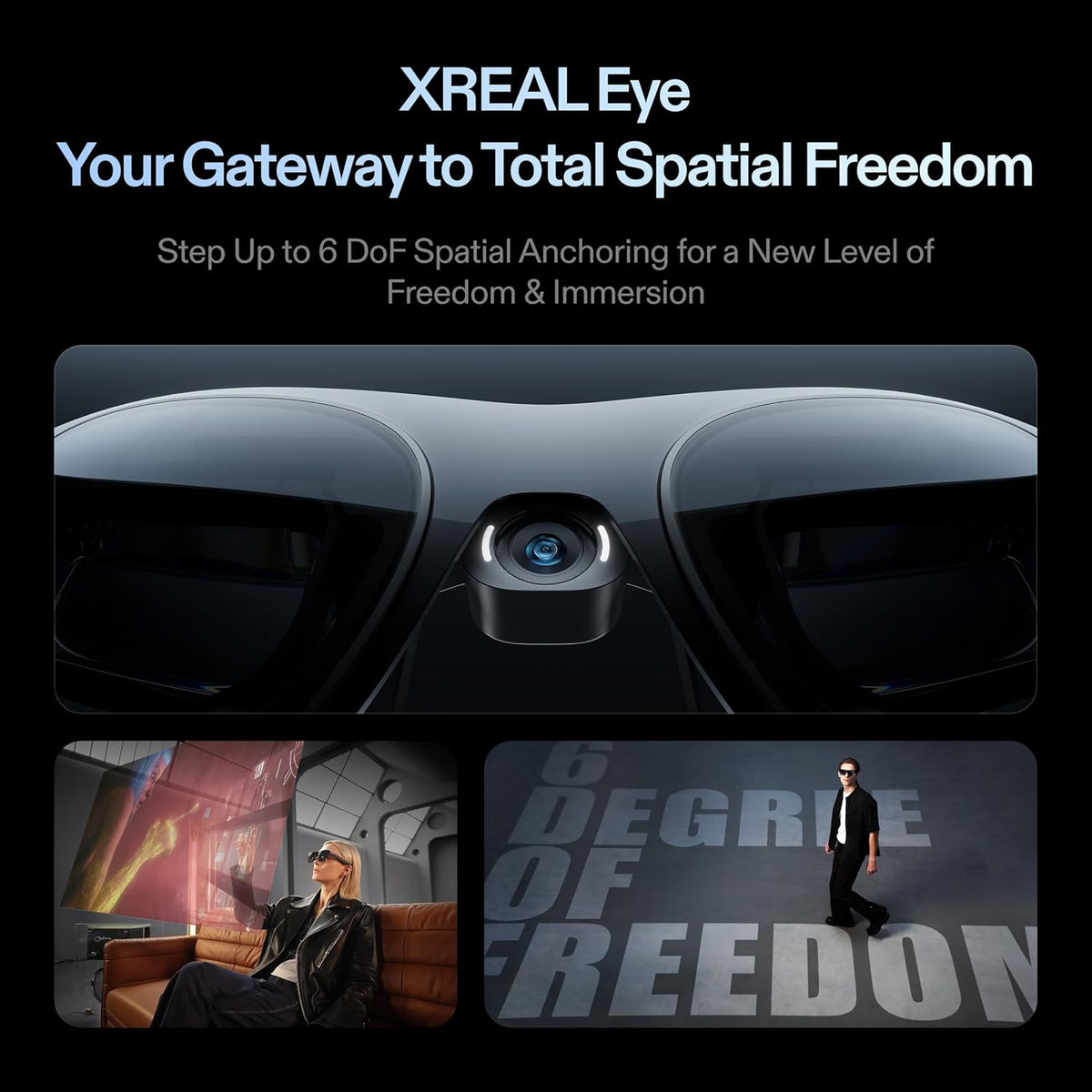 XREAL One Pro AR Glasses with X1 Chip, Native 3 DoF, X-Prism Optics, Real 3D, 57°FOV 171" 120Hz FHD Display, XR Glasses for iPhone 17/16, Steam Deck, ROG, Mac, PC, Android & iOS M (IPD 57-66mm)