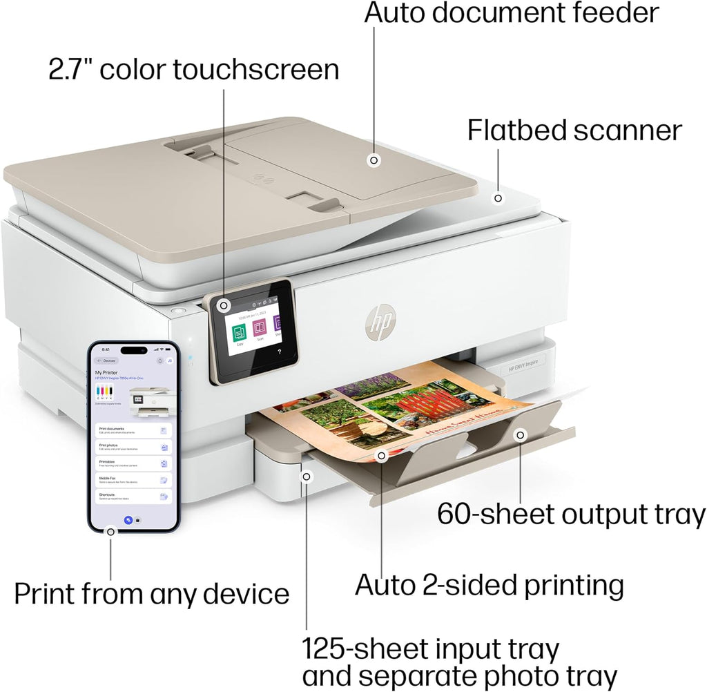 HP Envy Inspire 7955e Wireless Color Inkjet Printer, Print, scan, copy, Easy setup, Mobile printing, Best-for-home, 3 month Instant Ink trial included, AI-enabled (1W2Y8A)