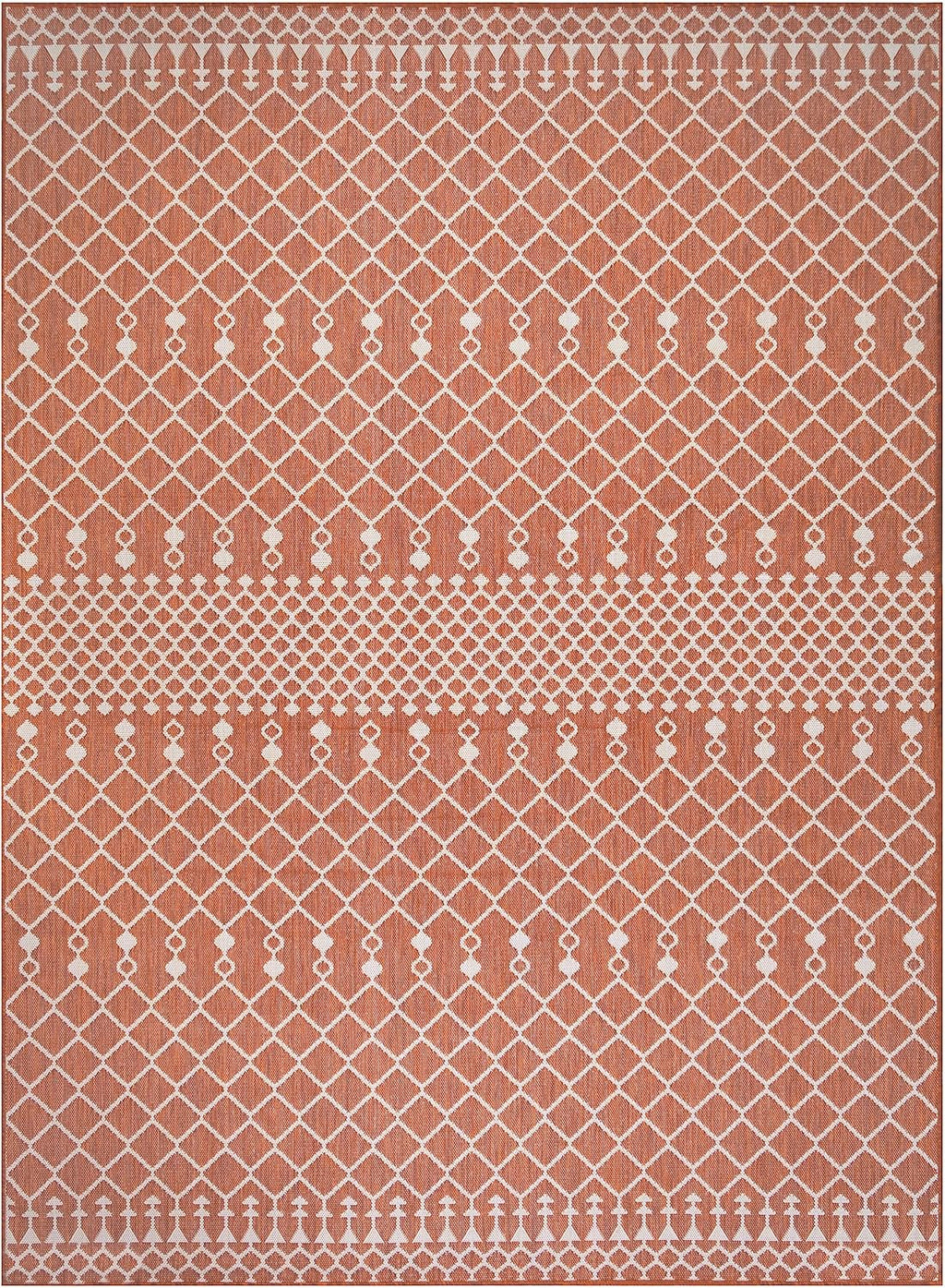 Nourison Home Positano Terracotta 9' x 12' Area Rug - Easy Clean, Non Shedding, Bed Room, Living Room, Dining Room, Kitchen (9' x 12')