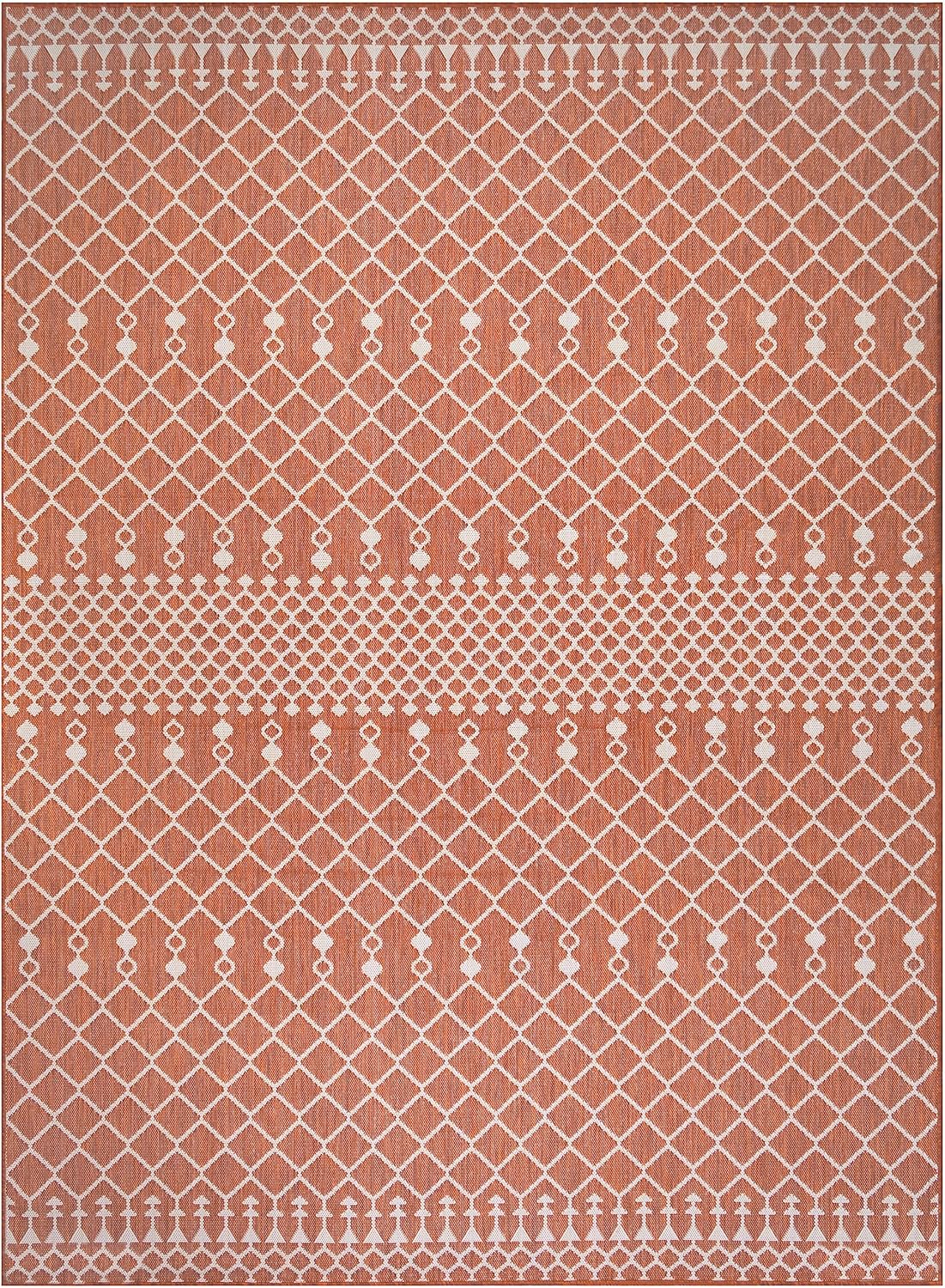 Nourison Home Positano Terracotta 9' x 12' Area Rug - Easy Clean, Non Shedding, Bed Room, Living Room, Dining Room, Kitchen (9' x 12')