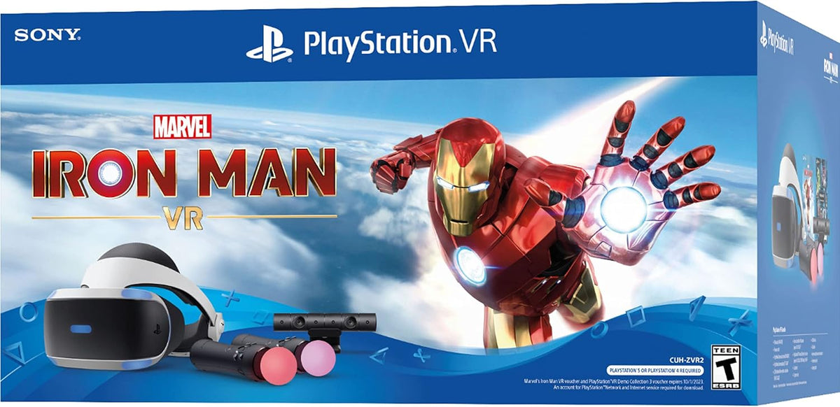 Sony Playstation VR Marvel's Iron Man Bundle, White: Playstation VR Headset, Camera, 2 Move Motion Controllers, VR Digital Code for PS4 PS5