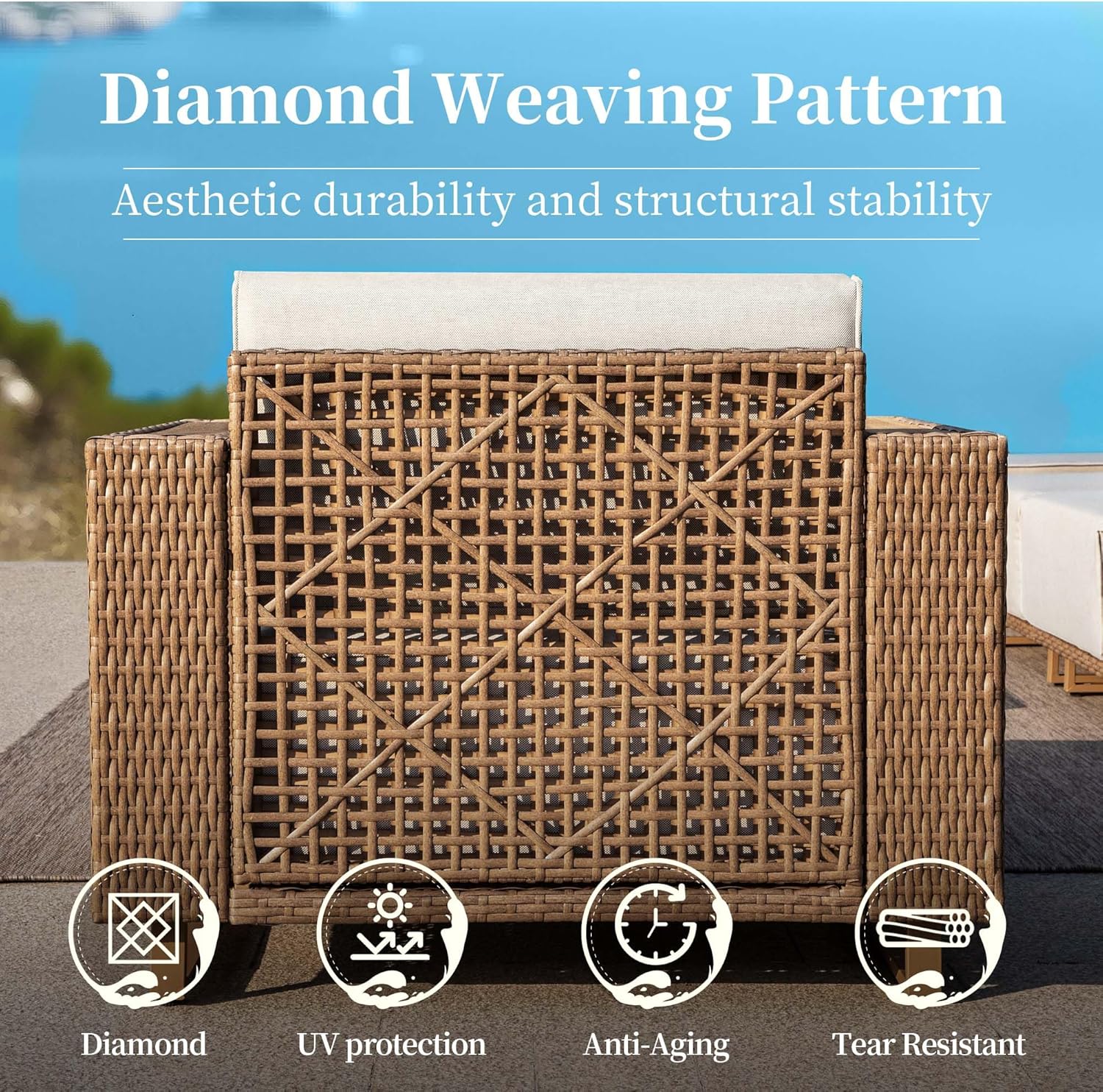 SUNSHINE VALLEY L Shaped Patio Furniture, Outdoor Sectional Sofa with 10''Ultra-Thick Cushions, Yellow Rattan Wicker Patio Conversation Set, Low Profile Lawn Garden Backyard Furniture