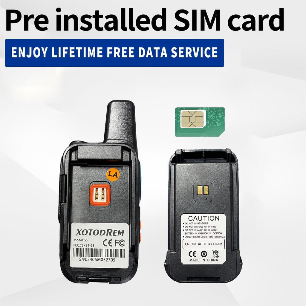 Global Lifetime Free Rapid Walkie Talkies Unlimited Range 4G LTE PoC(Push-to-Talk Over Cellular) Radios Nationwide PTT Two Way Radios Long Distance for Family, Logistics, Company 2pcs with sim Card