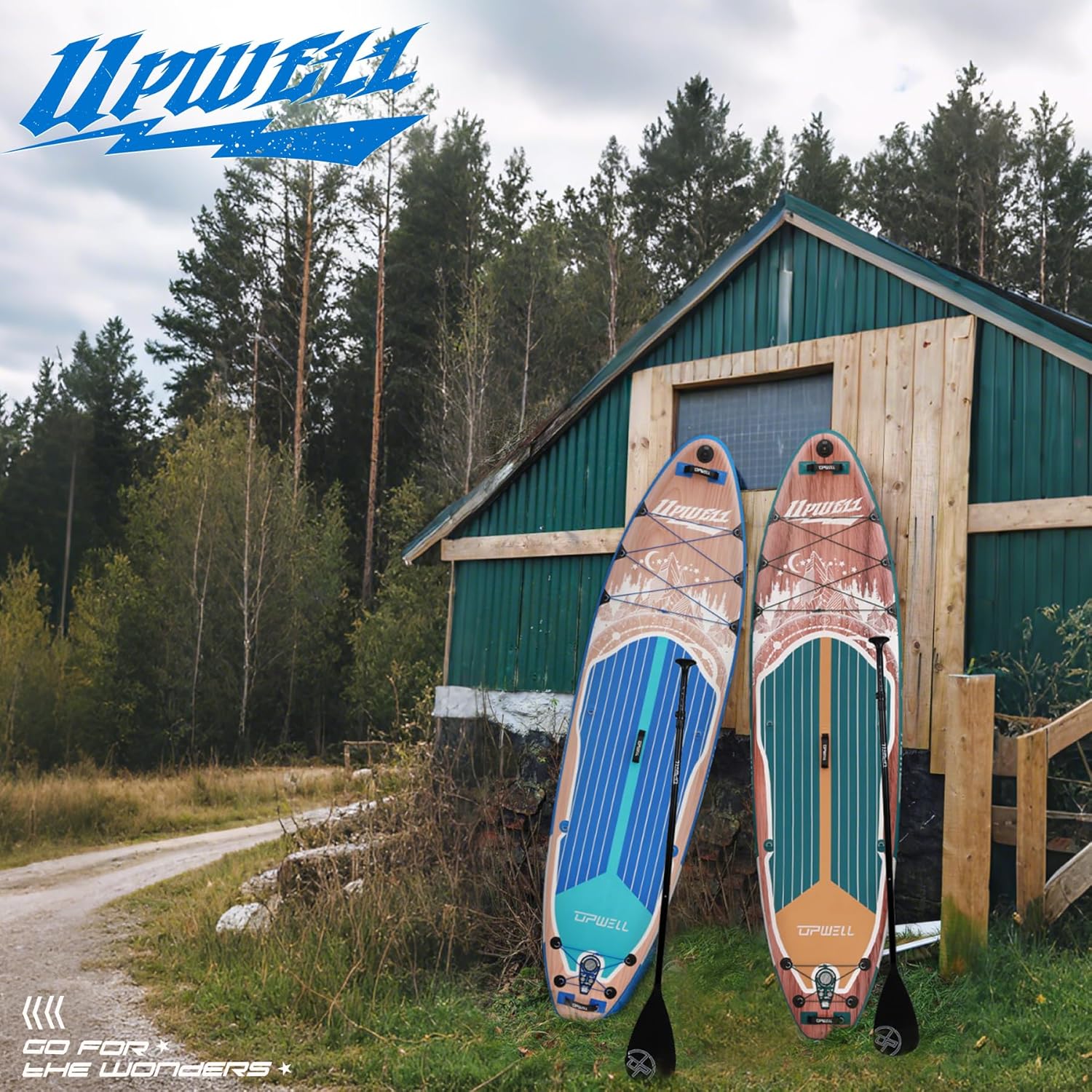 UPWELL 10'6"/11'/11'6" Inflatable Paddle Board, Stand Up Paddlboard for Youth & Adults, Stable Design, Premium SUP Accessories, Backpack, Leash, Hand Pump, Fins