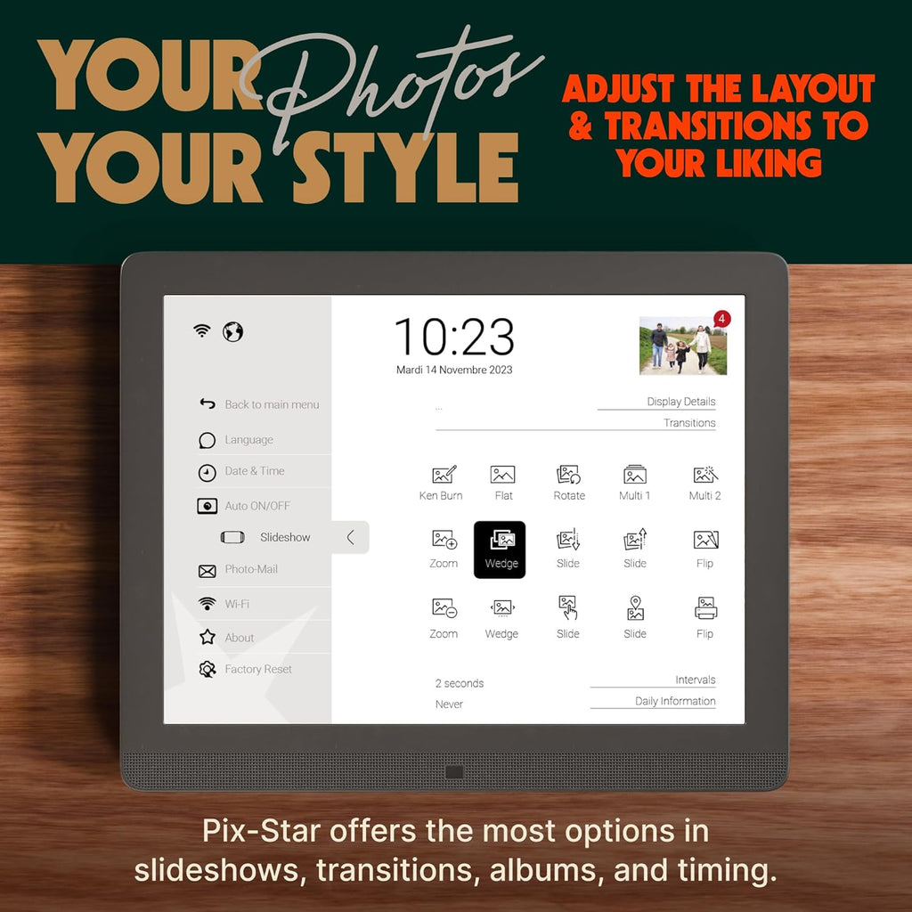 PixStar 15 inch Large Digital Frame WiFi | Free Unlimited Cloud | Share Videos and Photos by Email or App | Motion Sensor | Best USNews Digital Photo Frame 2024 | Large Electronic Picture Frame
