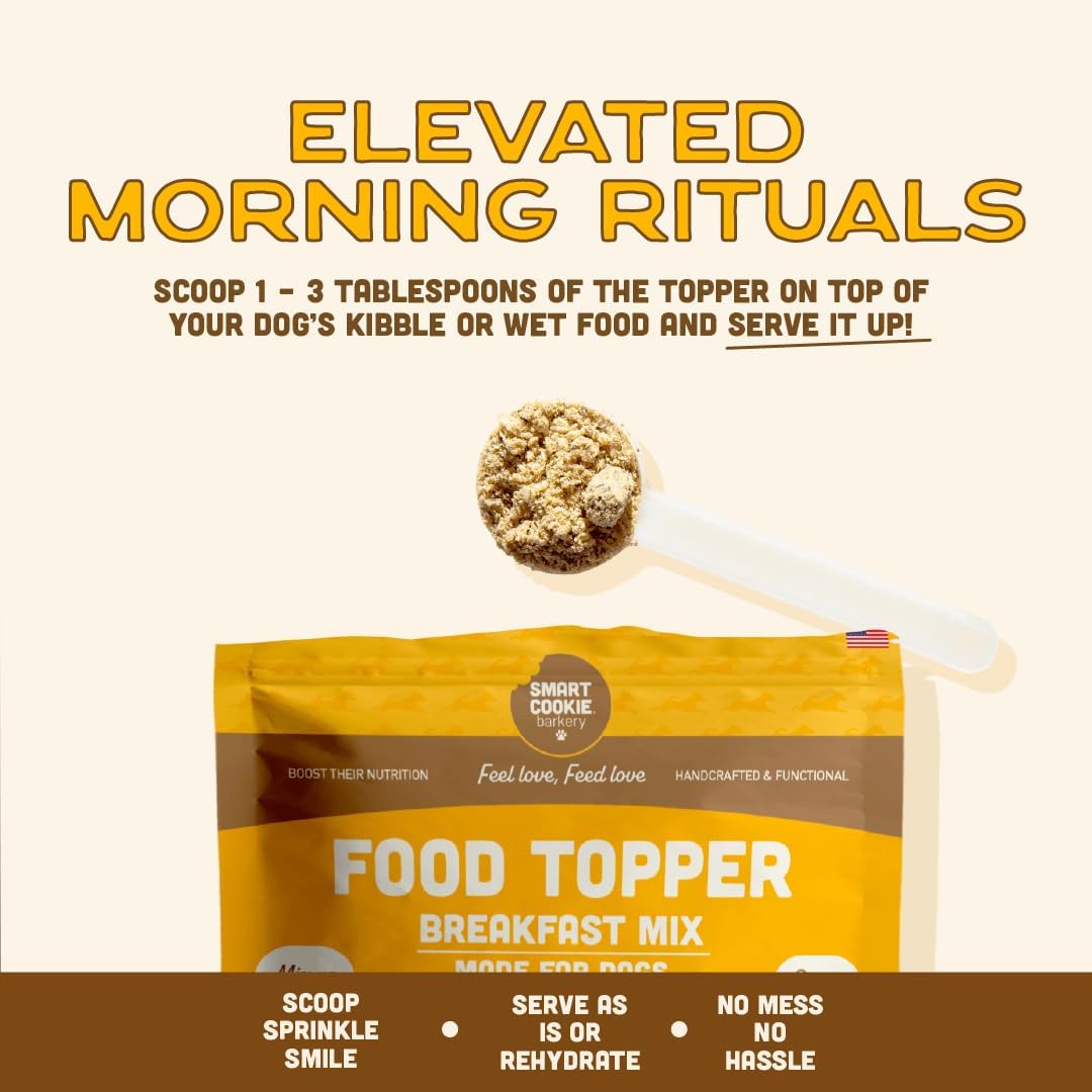 Smart Cookie Natural Dog Food Topper - Breakfast - Egg Dog Meal Mixers for All Ages - Food Topper for Picky Eaters and Boosting Nutrition - Non GMO, Made in The USA - 15 oz Bag (30 Day Supply)