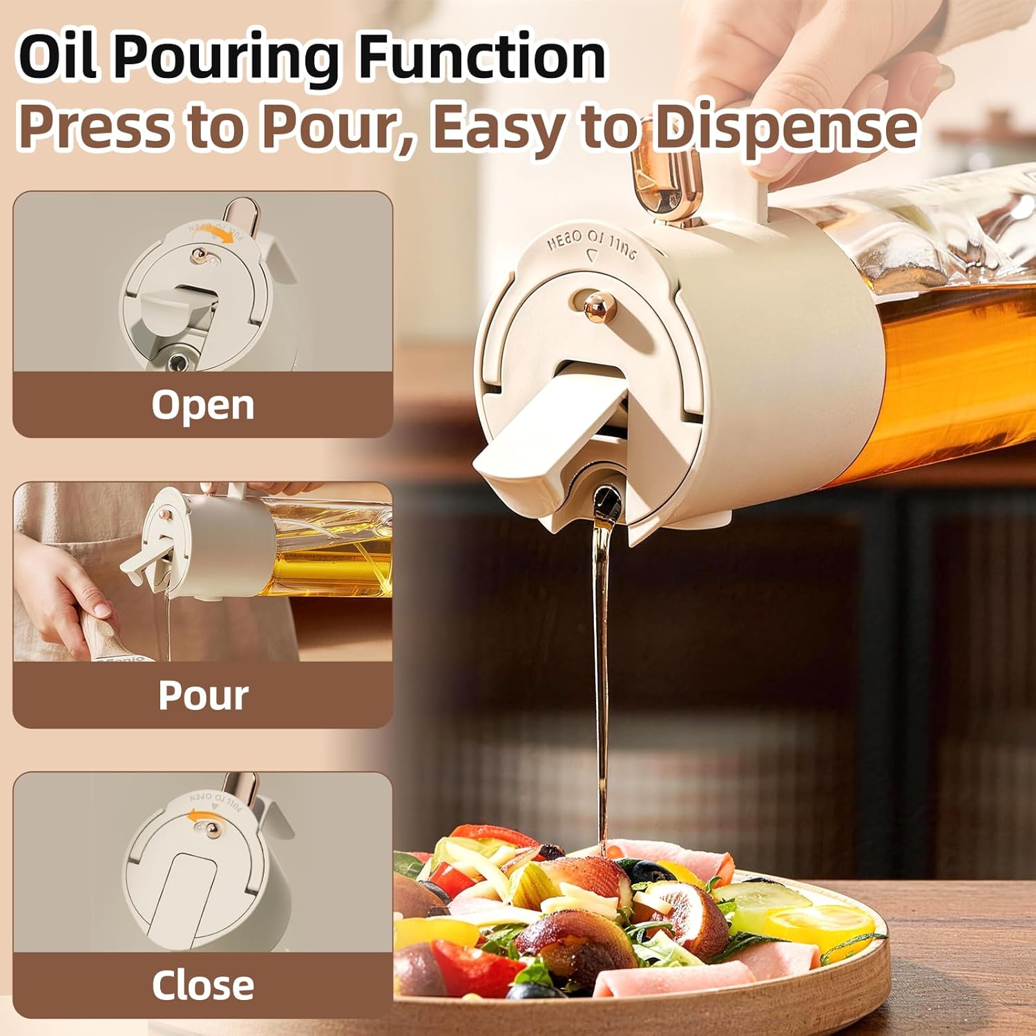 580ml/19.6oz Olive Oil Sprayer Bottle for cooking, 3-in-1 Oil dispenser Bottle + FREE 2-Piece Kitchen gadgets (Basting Brush & Spice Shaker) - Perfect for kitchen, Air Fryer, Baking, BBQ & Salad.