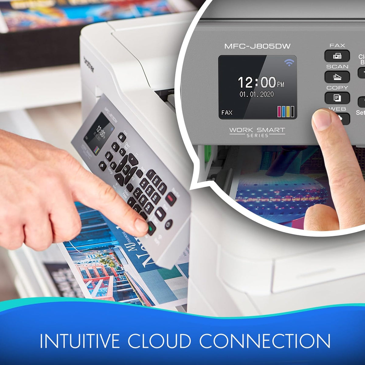 Brother MFC-J805DW INKvestmentTank Color Inkjet All-in-One Printer with Mobile Device and Duplex Printing with Up to 1-Year of Ink in-Box, White, One Size, Amazon Dash Replenishment Ready