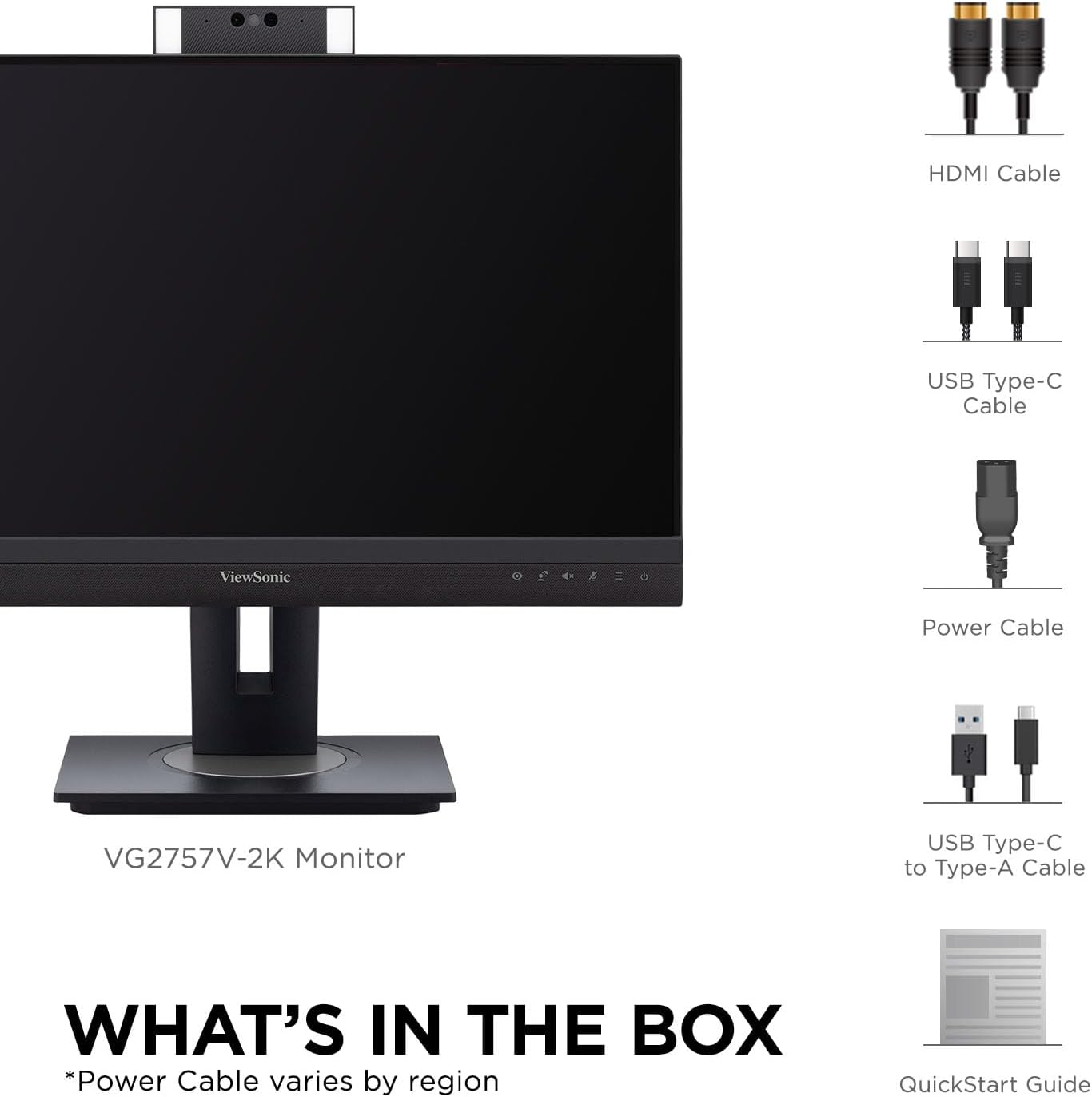 ViewSonic VG2757V-2K 27 Inch 1440p Video Conference Docking Monitor with Windows Hello Compatible IR Webcam, Advanced Ergonomics, and 90W USB C for Home and Office (Renewed)
