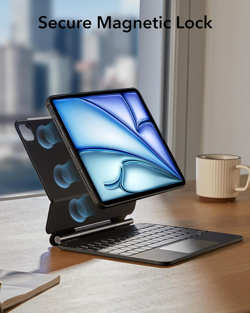 ESR for iPad Air 11 Inch Case with Keyboard M4/M3/M2 (2026/2025/2024) & iPad Pro 11/Air 5th/4th Gen Keyboard, Easy-Set Magnetic Stand, Portrait/Raised Modes, with Removable Protective Case, Black