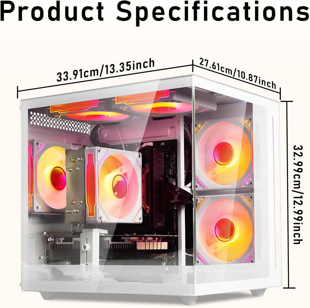 suevery Prebuilt Gaming PC |16G RAM | AMD Ryzen5 6Cores 3.6G Up to 4.1G | 512G SSD | Radeon 4G Graphics Gard | Wi-Fi 6 White Tower Desktop Computer Gamer Home