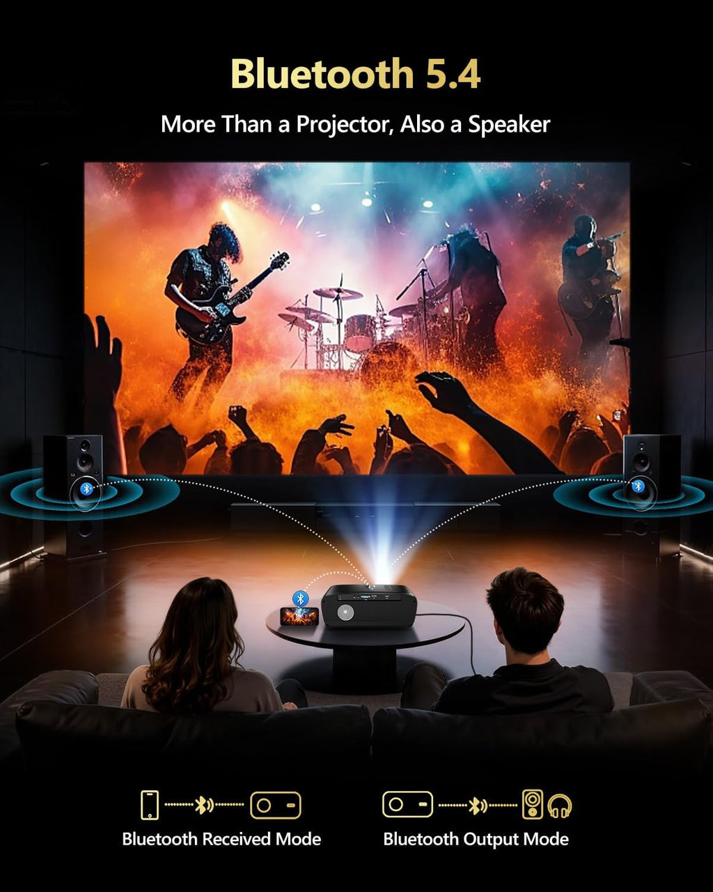 Daylight Projector 4K HDR Home Theater, Smart Daytime Movie Gaming TV Projectors with WiFi 6, NFC, Bluetooth, Apps, ToF Auto Focus, HDMI ARC,2200ANSI High Lumens for Golf Simulator Ceiling Bright Room