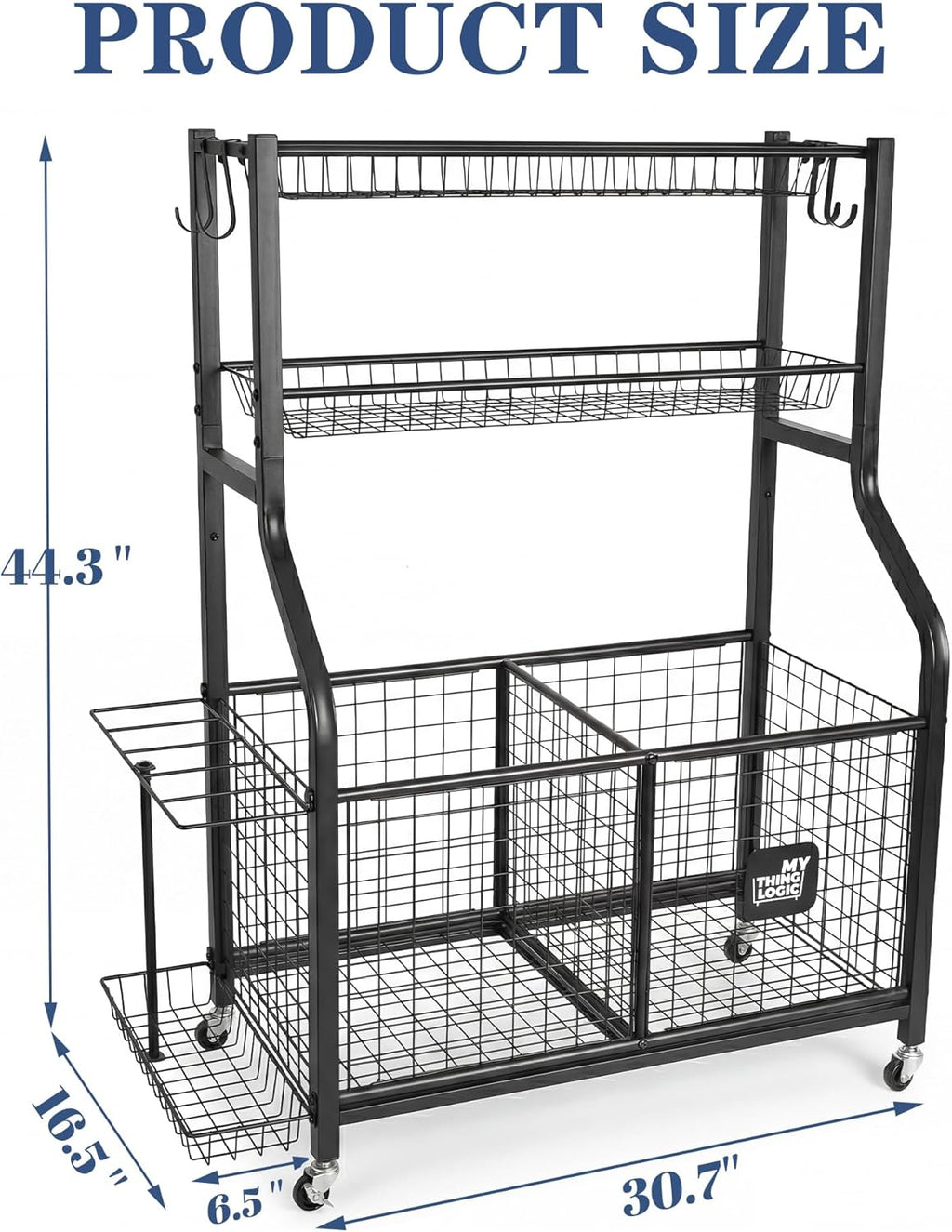 Mythinglogic Sports Equipment Garage Organizer,Garage Ball Storage for Sports Gear and Toys, Rolling Ball Cart with Wheels for Indoor/Outdoor Use