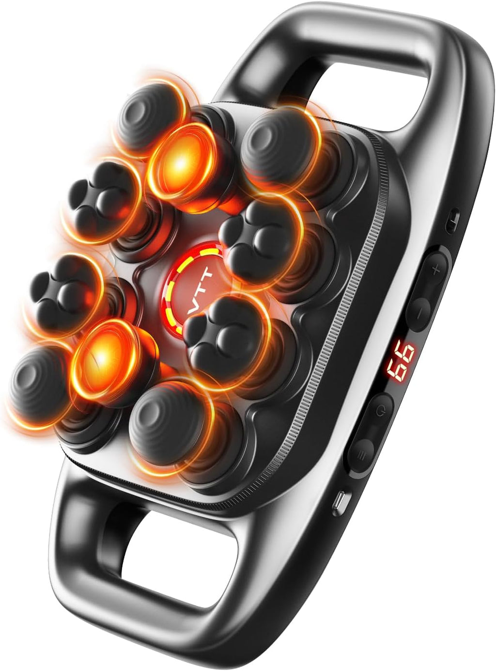 VTT 10 Head Massage Gun with Heat, Large Surface Percussion Massager, Dual Metal Heated Nodes (113°F), 10 Speeds & 3 Modes, Deep Tissue Muscle Relaxation for Back, Neck, Shoulders & Legs