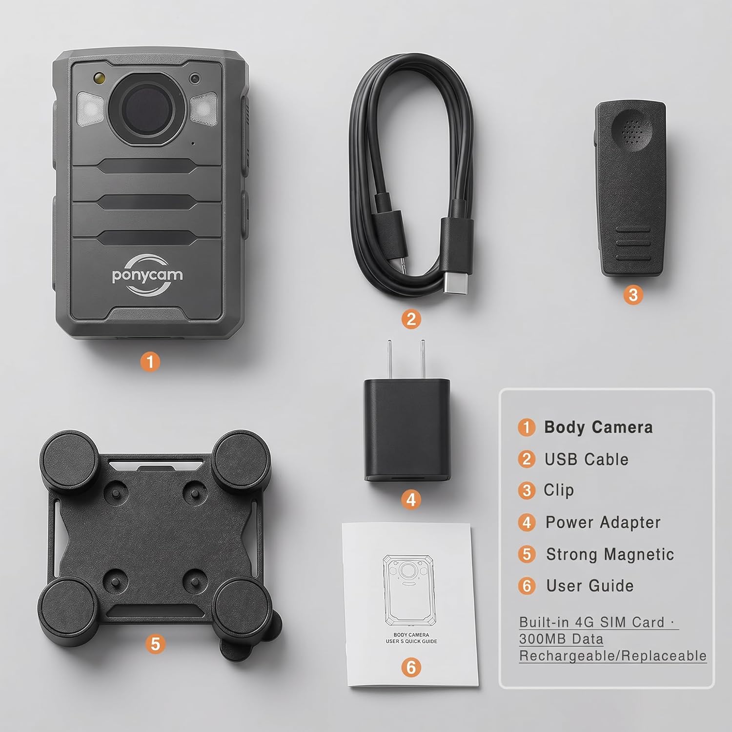 1440P 4G GPS Body Camera, SIM Card Included, 17H Record Time, 3600mAH Battery, 128G Memory Audio Video Recording and Intercome Body-Worn Camera, Data-encrypt for Security, Work, Guard