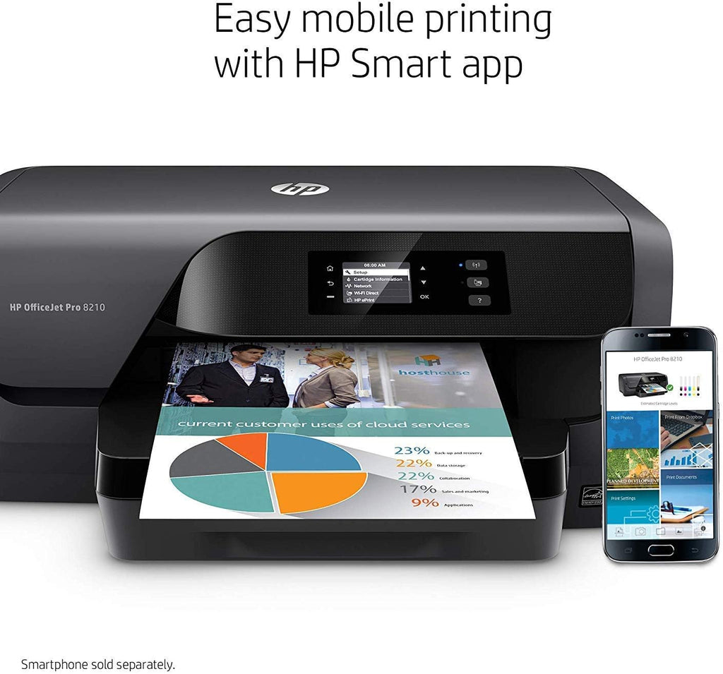 HP OfficeJet Pro 8210 Wireless Color Printer, HP Instant Ink & Amazon Dash Replenishment ready (D9L64A) (Renewed)