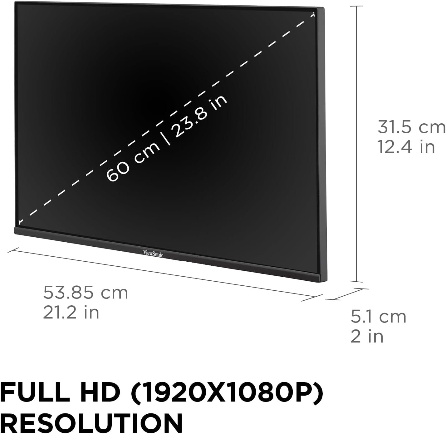 ViewSonic VA2456A-MHD_H2 Dual Monitor Pack Head-Only 1080p IPS Frameless Monitors with 120Hz, Eye Care, VESA Mountable, HDMI, DisplayPort, and VGA Inputs for Home and Office (Renewed)