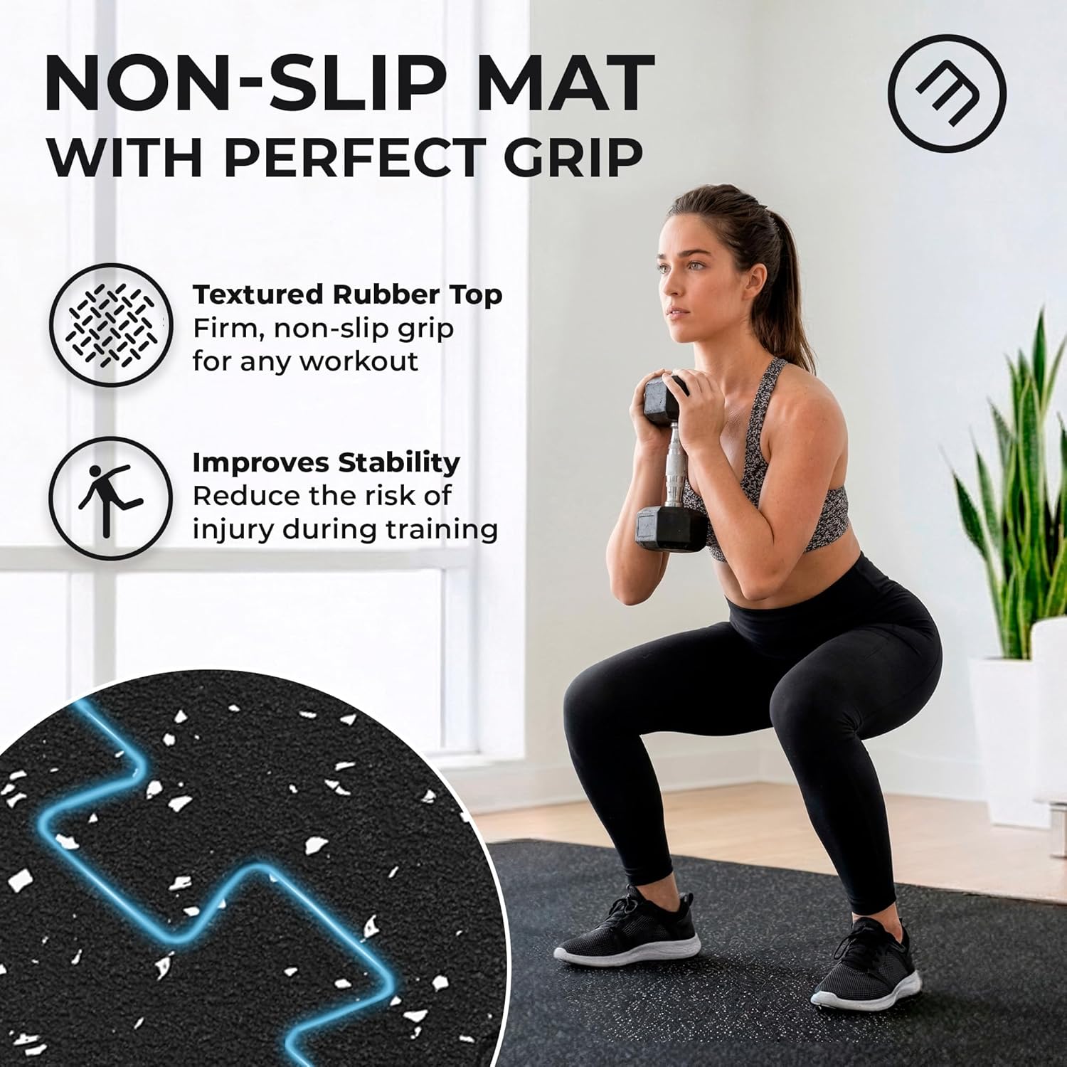 bemaxx Gym Mats Set - 48 pcs EVA Interlocking Foam Floor Tiles (24.4"x24.4"x0.4") 192 sqft Protective Gym Flooring Sports Home Workout Exercise Mats Puzzle Garage Fitness Play-Room Pool Treadmill Bike