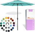 Midtown Umbrellas - The Lean 9 Ft Patio Umbrella with Fade-Resistant Sunbrella Fabric, Auto-Tilt Aluminum Frame and 8 Reinforced Ribs for Deck, Pool & Garden - Aruba Canopy, Black Pole