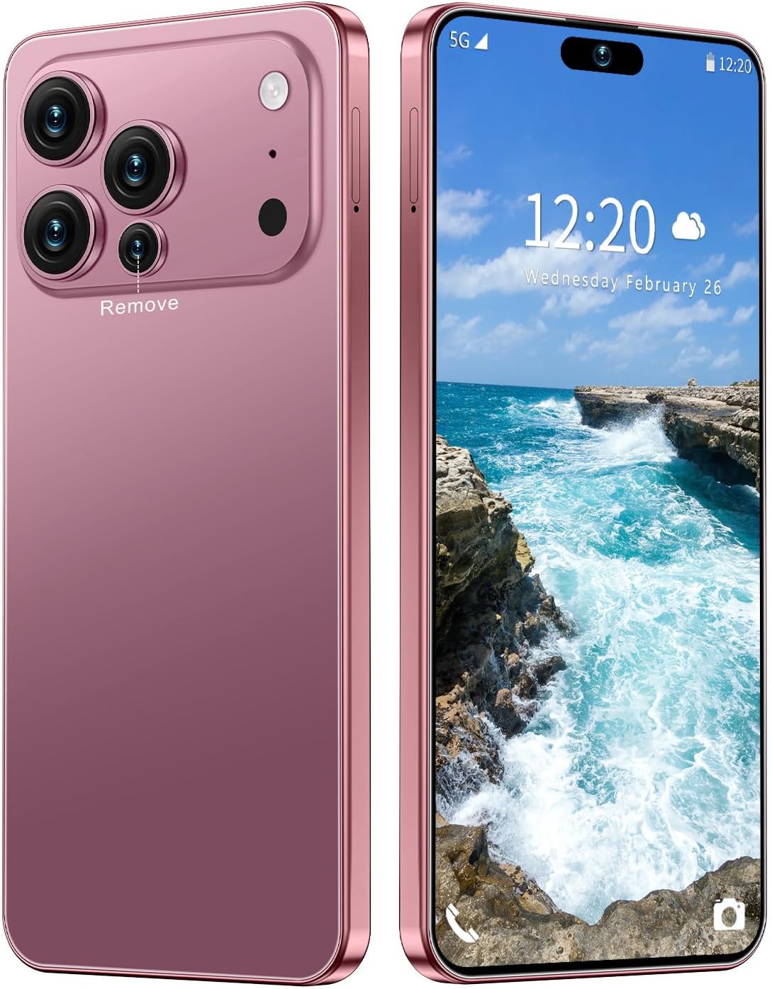 17 PMAX 12GB+512GB Smartphone Unlocked Cell Phone,6.99" HD Screen Android 15 5G Phones,Battery 7000mAh Unlocked The Phone,Fingerprint Button Unlock/GPS/Face ID/Dual SIM/5G (Rose Gold)