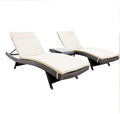GDFStudio Savana 3 Piece Outdoor Wicker Lounge with Water Resistant Cushions & Coffee Table (Grey/Beige)
