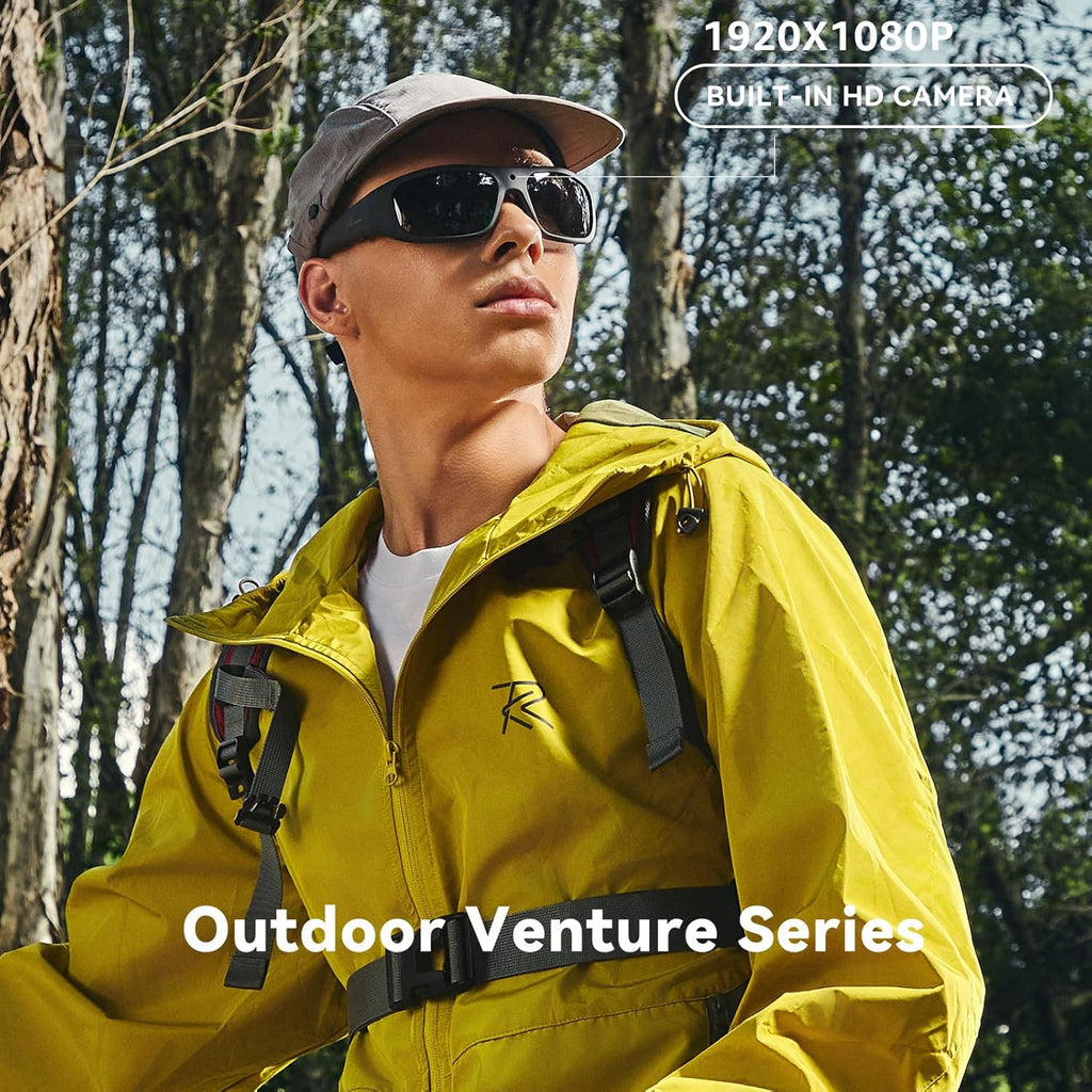 OHO Ultra-Thin Lightweight Sports Camera Sunglasses, 24MP Camera, 1080P Video, Water Resistant UV400 Lens
