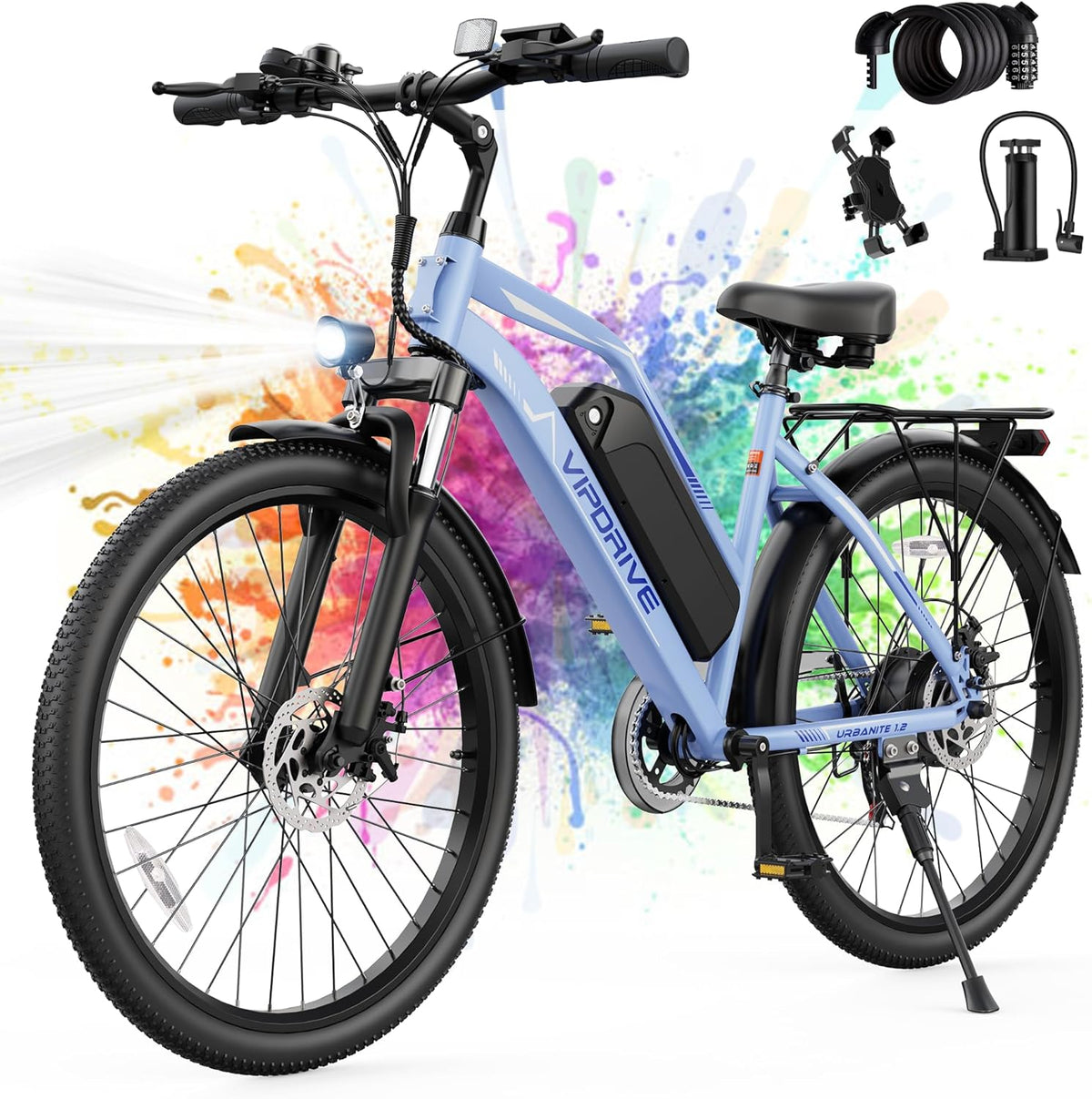 Electric Bike for Adults, 1000W Peak Motor, 22 MPH Commuter E-Bike, 48V Removable Battery, 50 Miles Range, 7-Speed Electric Bicycle, Includes Pump, Phone Mount & Lock
