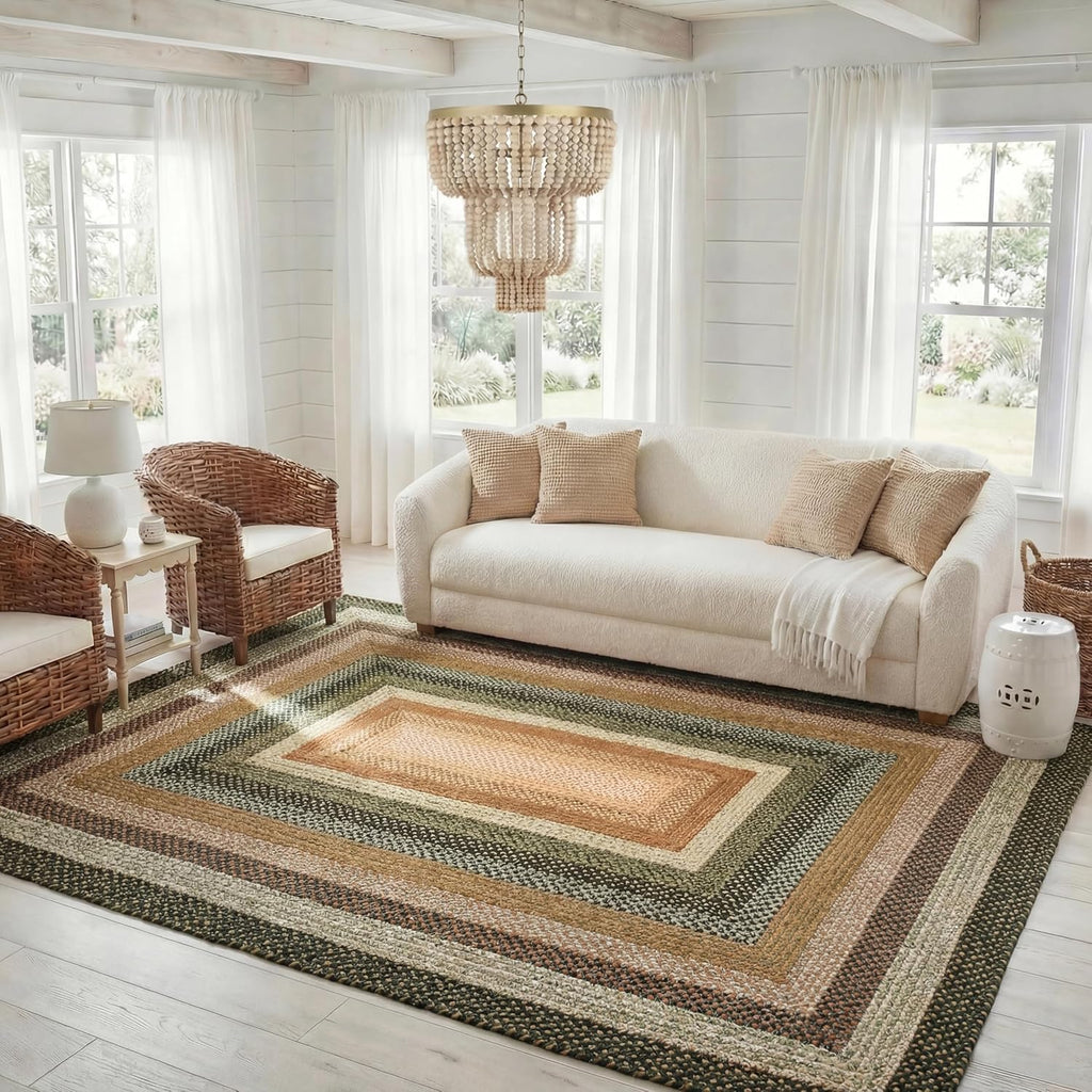 SAFAVIEH Washable Rug Outdoor Braided Collection - 8' x 10', Multi, Handmade & Reversible, Non-Shedding & Easy to Clean, Ideal for Patio, Backyard, Mudroom (BRD308A)