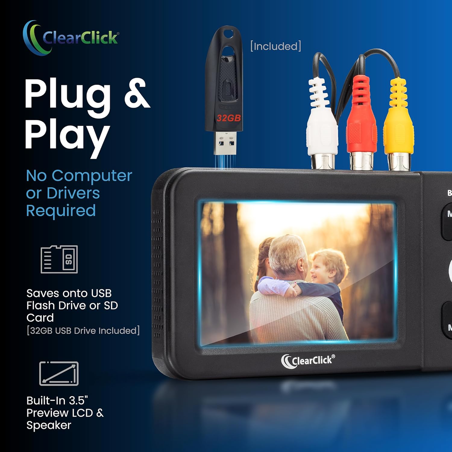 ClearClick Video to Digital Converter 2.0 (Second Generation) - Record Video from VCR's, VHS Tapes, AV, RCA, Hi8, Camcorder, DVD, Gaming Systems (Bundle) Requires Working VCR/Camcorder & Tapes