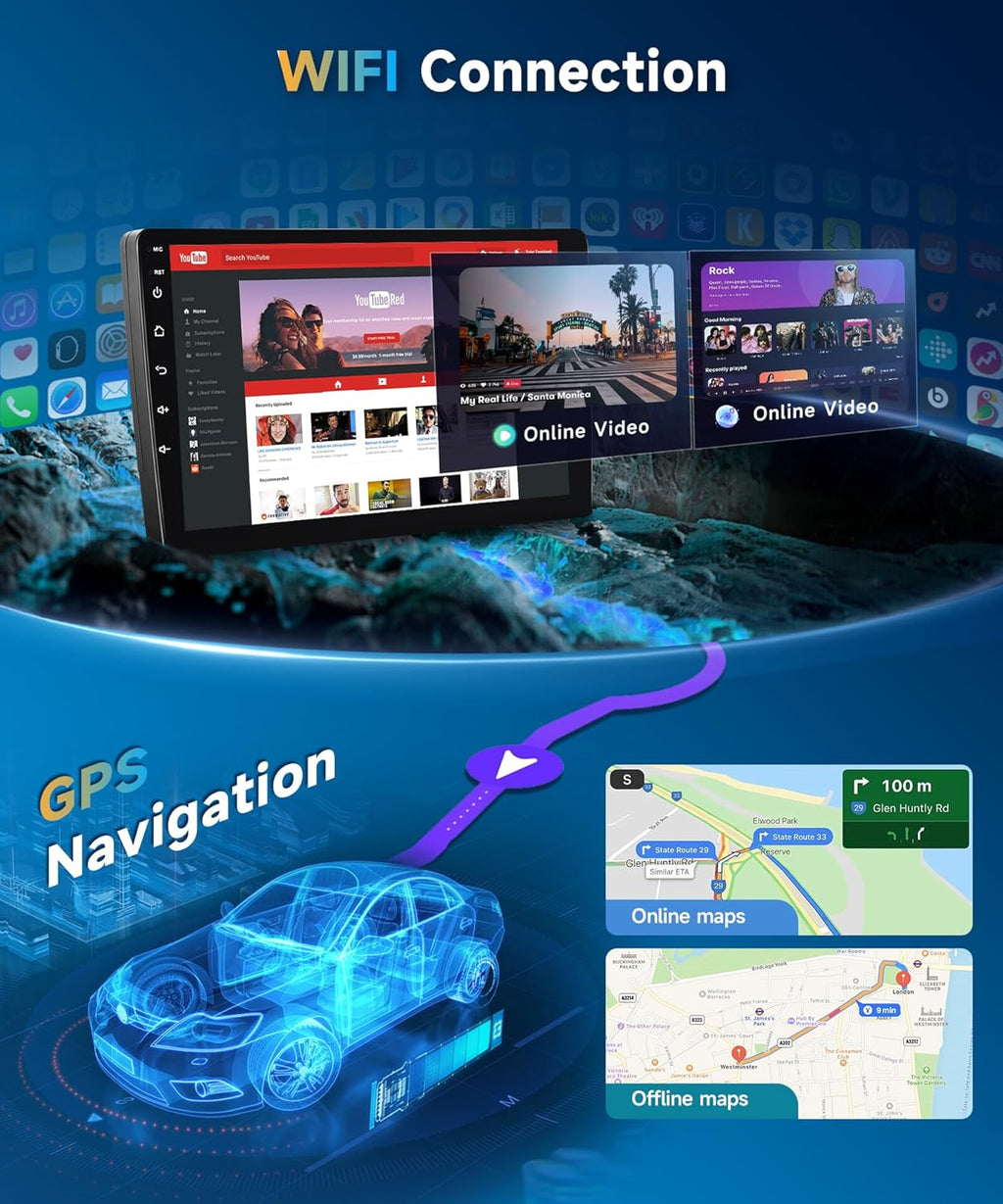 Car Radio Stereo for Subaru Forester Radio 2002-2008 2+64G with Wireless Carplay/Android Auto,Android Car Stereo 9 Inch Touch Screen GPS DSP WiFi Bluetooth FM/RDS Mirror Link SWC Backup Camera