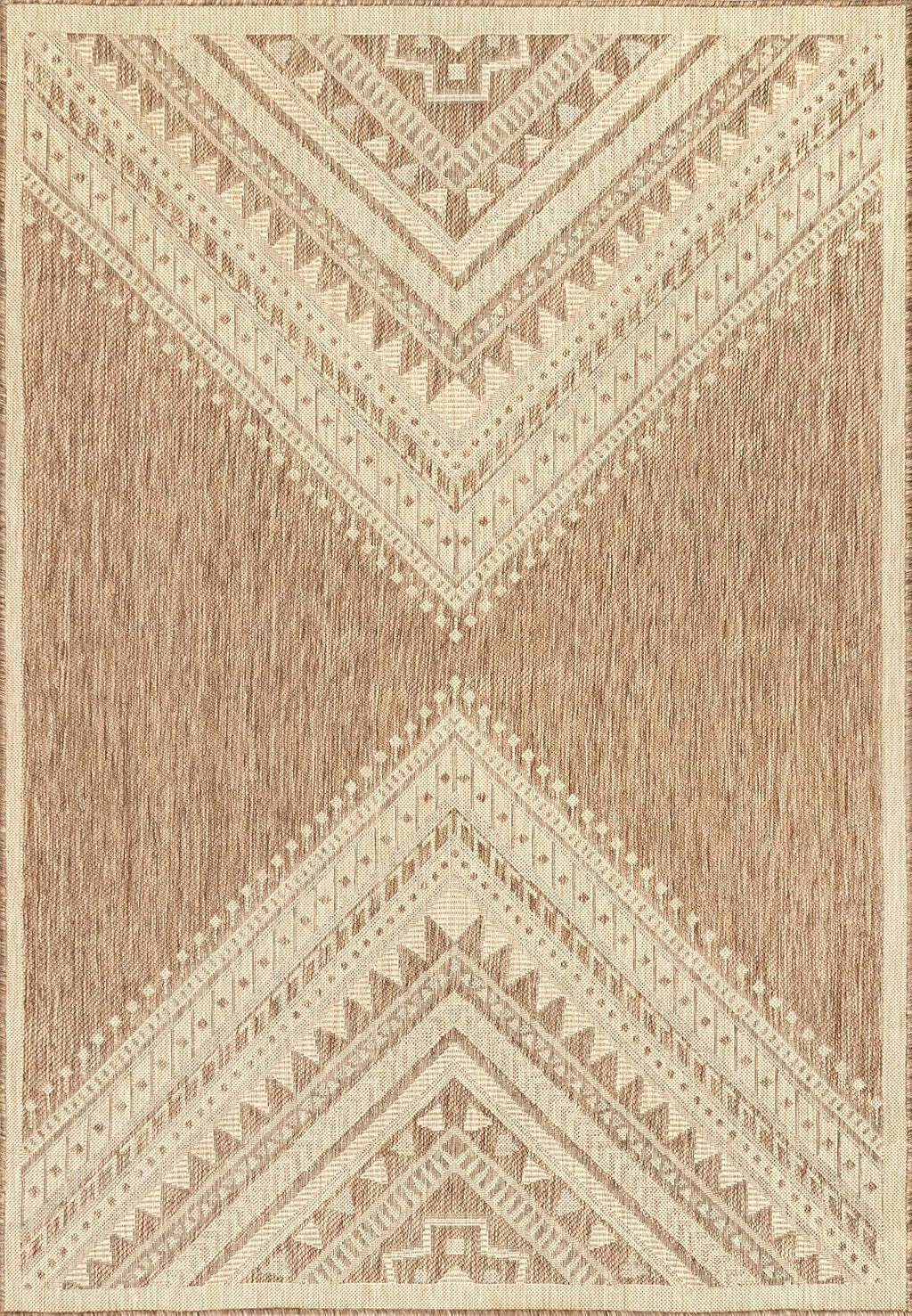 Nuloom Outdoor Performance Collection Landry Brown/Ivory, 8' x 10', Soft and Cozy, High Traffic, Stain Resistant, Easy Clean, Durable Area Rug for Indoor/Outdoor Patio, Deck, Porch, Garden, Courtyard