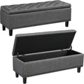 Yaheetech 49" Ottoman with Storage, Tufted Storage Ottoman Bench with Safety Hinge, Entryway Shoe Benches for Bedroom, Living Room, Holds up to 520 lb, Dark Gray