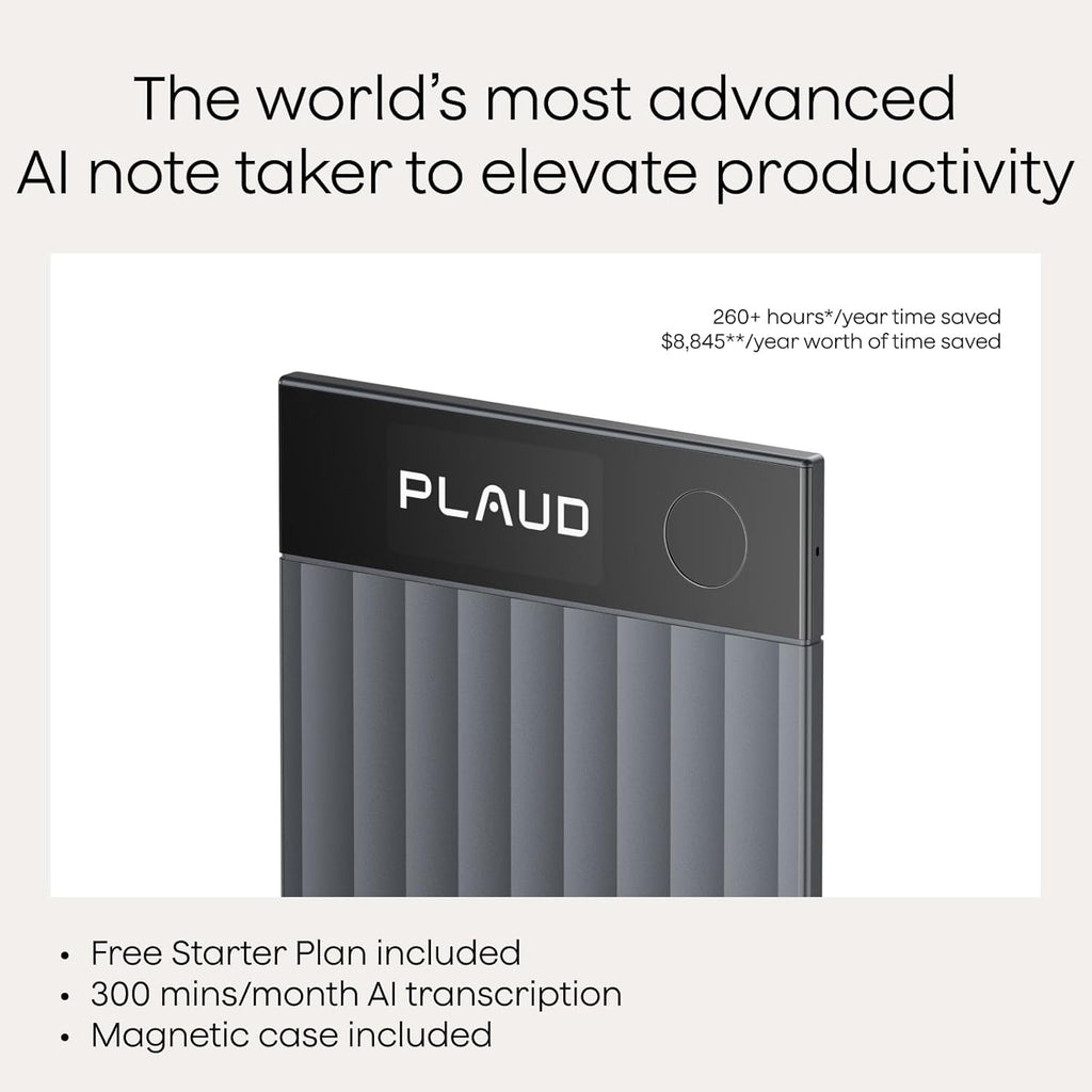 Plaud Note Pro AI Voice Recorder, Transcribe & Summarize with AI Note Taker for Meetings & Calls, Professionals & Teams, Supports 112 Languages, Ultra-Slim, InstantView Display, Case Included, Black