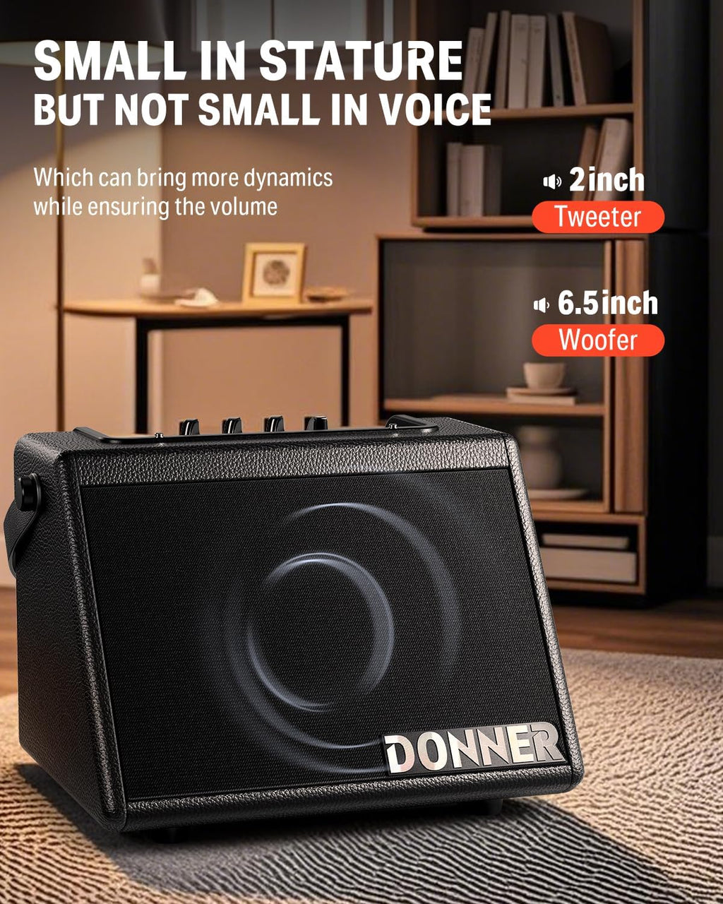 Donner Mini Electric Drum Amp 20W, Wireless Electronic Drum Amplifier Keyboard Speaker DDA-20 Portable for Home Practice