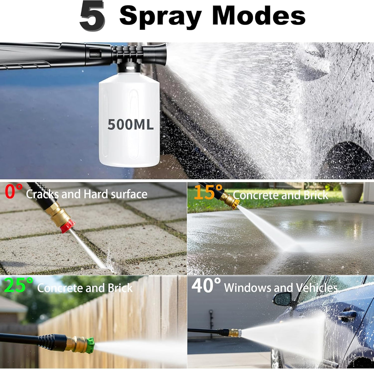 4800 MAX PSI P*ressure P*ower W*Asher, 4 N*ozzles and F*OAM C*annon P*ower Cleaner (Red)