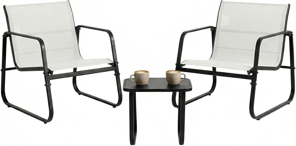 DUMOS 3 Piece Patio Furniture Set .Outdoor Patio Furniture Set with Table and Chairs, Patio Sectional Bistro Sets for Lawn, Garden, Balcony, Poolside Gray