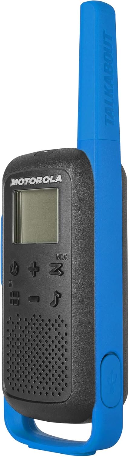 Motorola Solutions, Portable FRS, T270TP, Talkabout, Two-Way Radios, Rechargeable, 22 Channel, 25 Mile, Black W/ Blue, 3 Pack