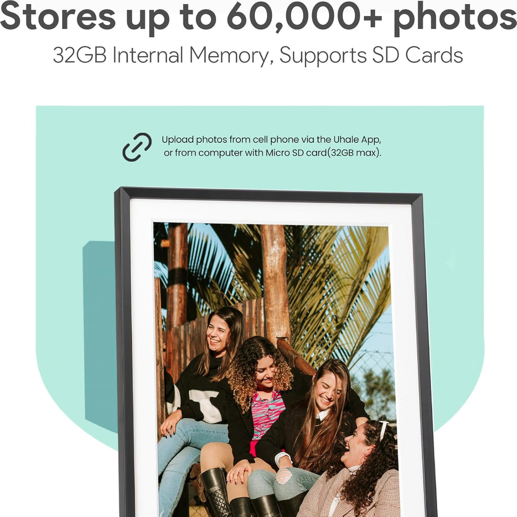 Euphro 15.6'' Digital Picture Frame with 1920x1080 IPS Touch Screen, Smart Digital Photo Frame with 32GB Storage, Easy Setup to Share Photos/Videos via Free App
